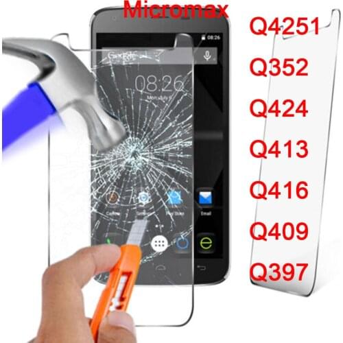 2.5D 0.26mm 9H Premium Tempered Glass For micromax Q4251 Q352 Q424 Q413 Q416 Q409 Q397 Screen Protector