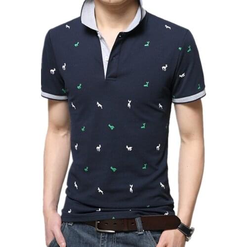 2021 summer new polo shirt casual mens trend cotton short T shirt popular Fawn pattern casual Polo shirt