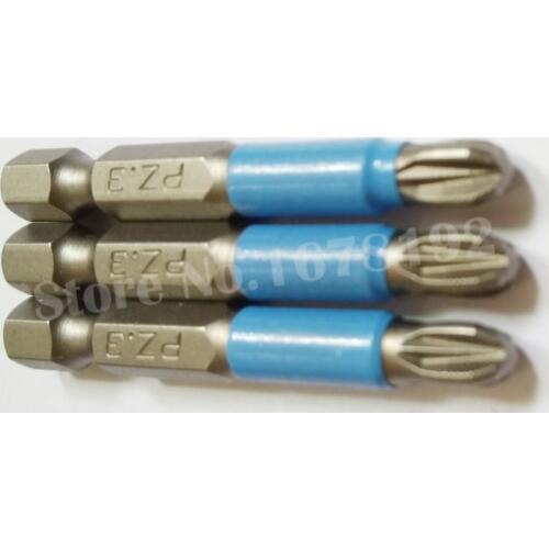 3Pcs Anti Slip Pozidriv PZ3 Screwdriver Bit Set Tools S2 1/4 6.35mm Hex Shank 50mm Longth