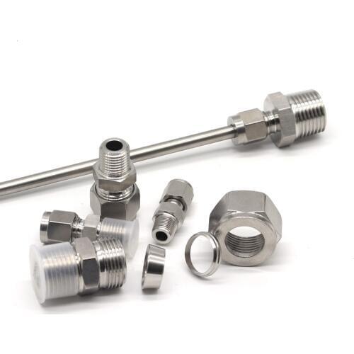 304 stainless steel single and double ferrule type straight terminal joint copper pipe of air supply instrument ZG NPT external