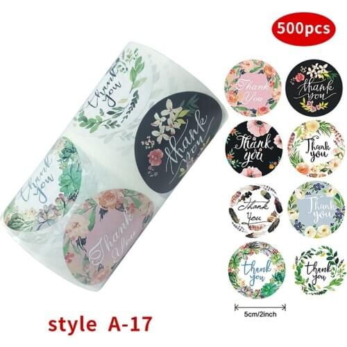 500pcs Retro Round Handmade Crafts Flower Thank You Stickers 2 inch Sealing Labels Wedding Favors Envelope Decoration Sticker