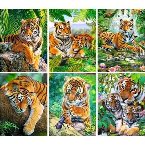 5d DiY Full Drill Diamond Painting Tiger Animal Picture Needlework Diamond Embroidery Cross Stitch Kits Mosaic Home Decor Art