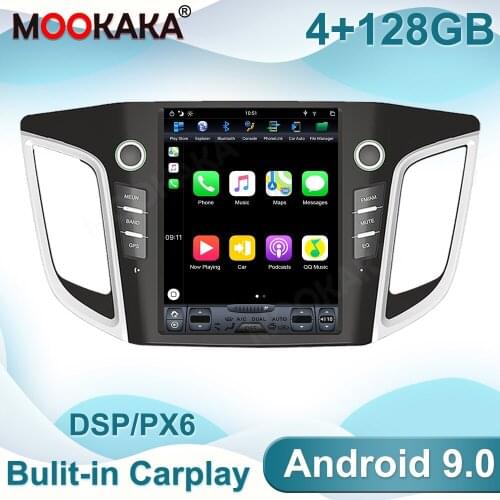 Tesla Screen Android 9.0 4+128GB PX6 Car Multimedia Player GPS Navigation For Hyundai ix25 2014-2018 Auto Radio Head Unit Dsp