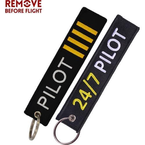 Remove Before Flight PILOT Key Chain Jewelry Safety Tag Keychain for Bag Embroidery Pilot Key Ring Chain for Aviation Gifts