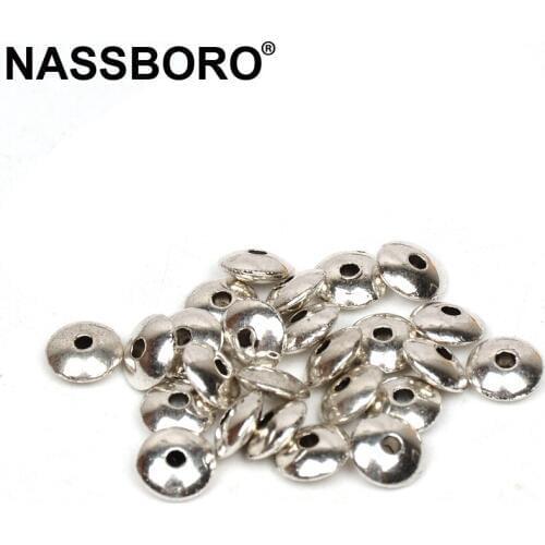50pcs/lot 3X6mm Metal Alloy Flat Round Spacer Beads Antique Silver Color Charms Beads For Jewelry Making Craft Diy/Handmade