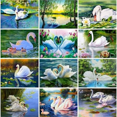EverShine 5D DIY Diamond Painting Full Square Swan Diamond Embroidery Lake Cross Stitch Animal Beaded Mosaic Sale Wall Decor