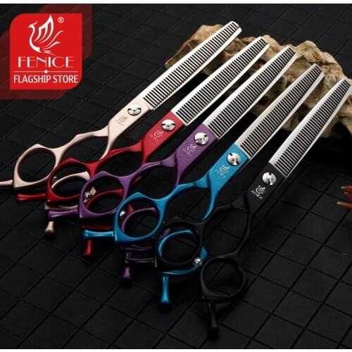 Fenice JP440C 6.5/7.0 inch Professional Dog Grooming Thinning Scissors Colorful Pet Shears Red/Champagne/Blue/Black/Purple
