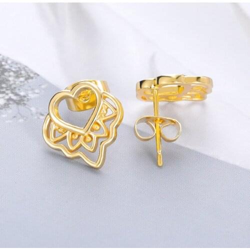 Geometric Stud Earrings For Women Fashion Bohemian Jewelry Crystal Stone Heart Hollow Design Earrings Set