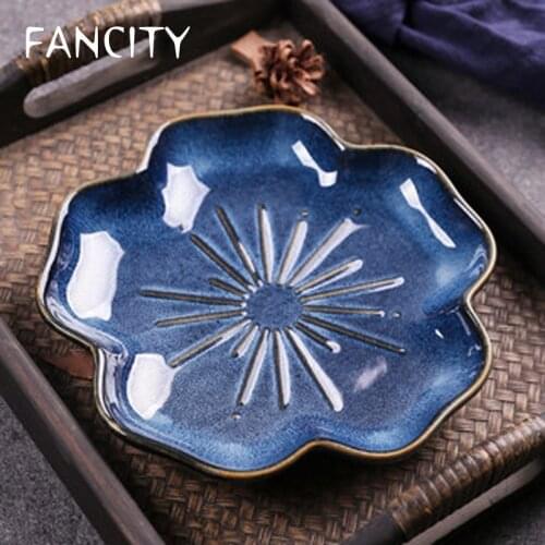 FANCITY Kiln ceramic flower-shaped plate, personalized dish plate, salad fruit plate, household flower plate, soup plate, wester