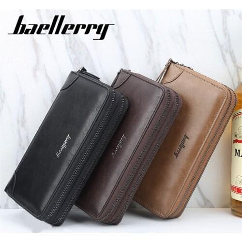 Leather Men Wallet Business Mens Wallet Phone Wallets Big Capacity Long Purses Card Holder Vintage Male Purse Luxury Money Bag