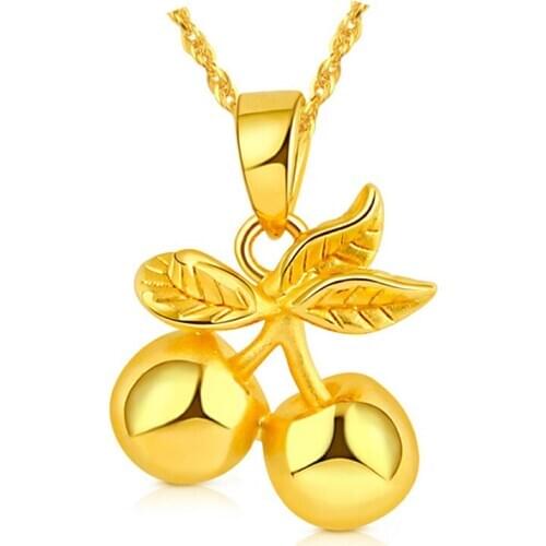 PURE 24K YELLOW GOLD PENDANT 3D 999 GOLD CHERRY PENDANT