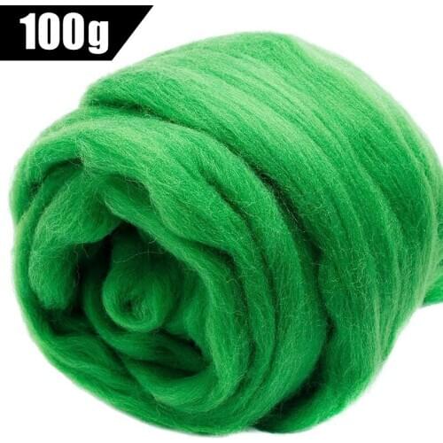 LMDZ 3.53oz Green Wool Roving Yarn, Wool Felting Supplies, 100% Pure Wool, Chunky Yarn, Spinning Wool Roving for DIY Handmade