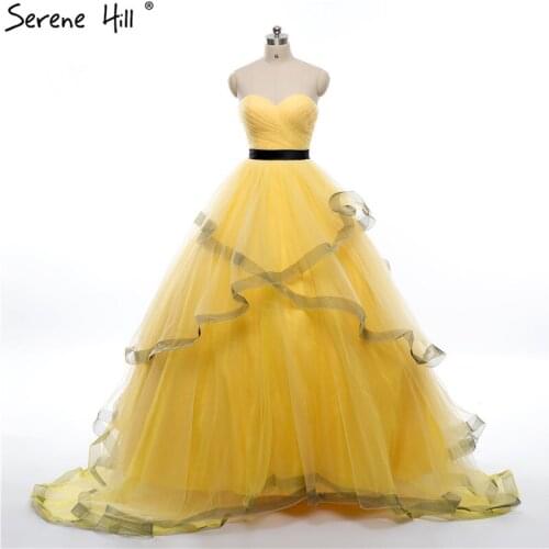 Real Photo Puffy Tulle Wedding Dress Ruffles Ball Gown 2021 Beaded Yellow Bungundy Court Train Bridal Dresses 66125