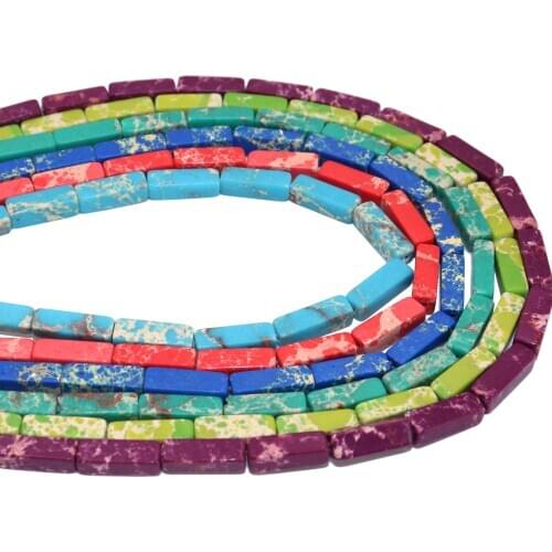 Wholesale 4 * 13MM Colorful Natural Stone Imperiali Square Emperor Stone Beads For Jewelry Making Diy Bracelet Necklace