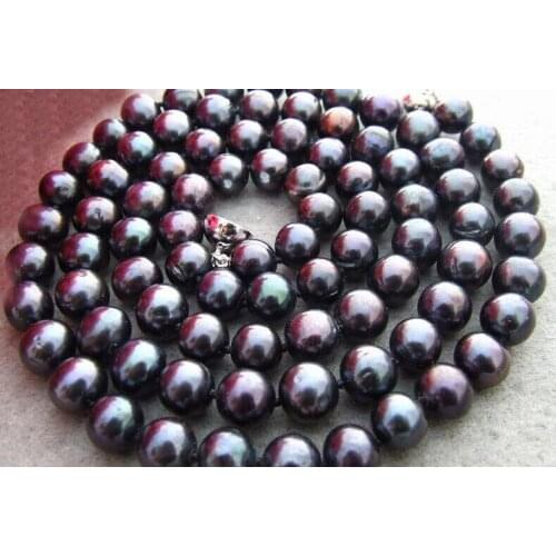 80cm 125cm 30'' 50'' 8x9mm black colors pearl necklace magnet clasp natural Freshwater PEARL Women Jewelry 35cm 43cm 15'' 17
