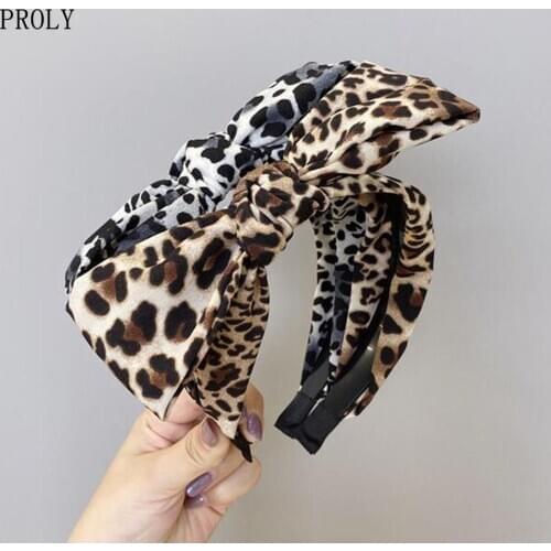 PROLY New Fashion Women Headband Classic Big Bow Knot Headwear Leopard Turban Center Knot Hairband Adult Hair Accessories