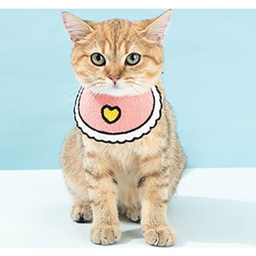 2PCS Pet Bibs Reusable Cute Heart Cat Kerchiefs Kitten Neckerchiefs Adjustable Dog Bandanas Scarf Pet Supplies Accessories