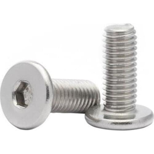 10/50pcs CM M2 M2.5 M3 M4 M5 M6 304 stainless steel Hex Hexagon Socket Ultra Thin Super Low Flat Wafer Head Allen Cap Screw Bolt