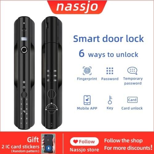 Nassjo Smart Lock Fingerprint Door Lock Electronic Digital Lock Keyless Home Safe Fingerprint Password Key IC Card App Unlock