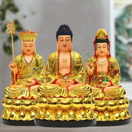 Resin Material of Chinese Buddhists Guanyin Buddha Statue: 12-inch Home Decoration Temples of Tibetan King Bodhisattva