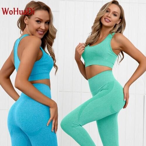2020 2Pcs Seamless Sportswear Women Yoga Set Sports Fitness Gym Clothing Workout Clothes Sport Bras Push up Leggings Pant