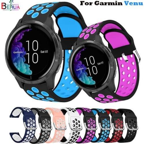 BEHAU 20mm Sport colorful Silicone watchBand For Garmin Venu Smart watch Replacement Strap for Garmin Move 3 / Luxe / Style belt