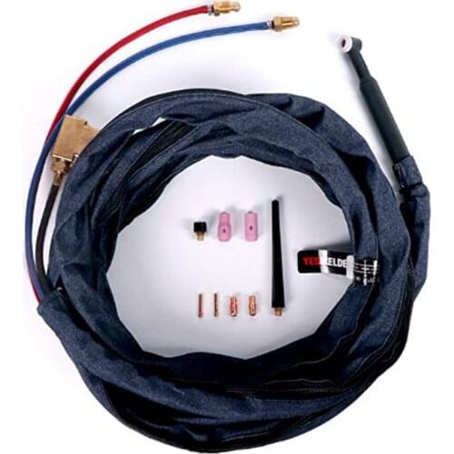 WP20 WP20F TIG Welding Torch Gas-Electric Integrated Rubber Red Hose 4M 35-50 Euro Connector 13FT Water Cooled Series