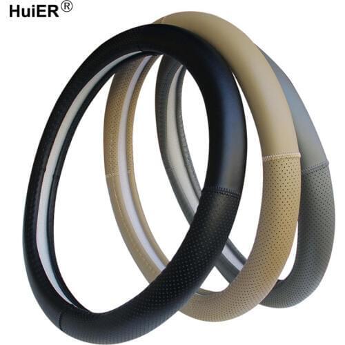 Universal Car Steering Wheel Cover 3 Colors Artificial Leather Breathable Sweat-absorbent Non-slip Braid on the Steering-wheel