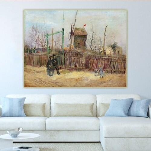 Van Gogh《Street scene in Montmartre》Canvas Art Oil Painting Artwork Aesthetic Picture Poster Wall Hanging Decor Home Decoration