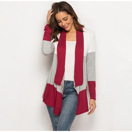 Outerwear Women Spring New Arrival Women Chic Cardigans Casual Hit Knitted Open Stitch Color