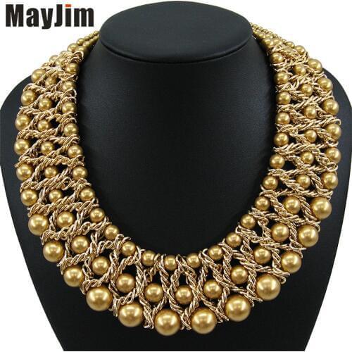 Statement Necklace Fashion Women 2021 Collar Bead Brand Chunky Female Chain Bib Pearl Necklaces & Pendants Vintage Jewelry