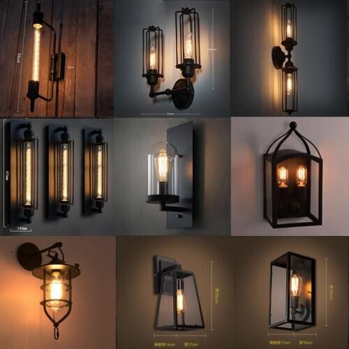Iron black lampshade wall lamp vintage cage guard sconce loft lighting fixture modern indoor lighting wall lamps