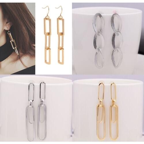 2021 Trend Metal Drop Earrings for Women Multi-layers Hollow Links Gold Color Chain Geometric Statement Ear Jewelry pendientes
