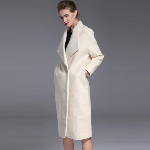 Long hair woolen coat lady 2018 autumn winter new European and American thick 100 pure woolen woolen overcoat over knee