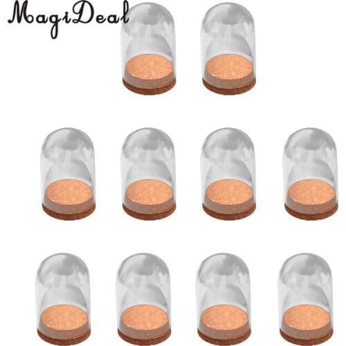10PCs Mini Clear Glass Hemisphere Cover Dome Cabochon W.Cork for Hotel Home Office Room Table Display Decor Dry Flower Ornaments