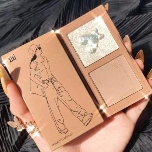 2 Color Highlighter Facial Bronzer Highlighter Powder Palette Face Blush Shimmer Body Glitter Illuminator Cosmetic Cheek Blusher