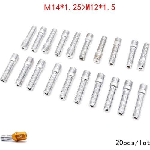 20PCS M14*1.25 TO M12*1.5 New Racing Car Wheel Stud Conversion Tall Lug Bolts To Studs 58MM TT101108