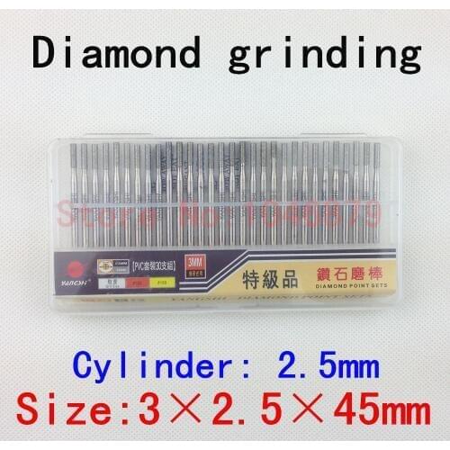 30 / box,Diamond grinding, grinding needles, grinding rods, ground rods. Cylinder: 3*2.5*45mm