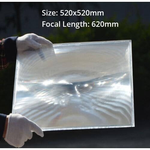 520x520mm Optical PMMA Big Fresnel Condensing Lens Solar Energy Lenses Plane Magnifier Solar Concentrator Focusing Lentes