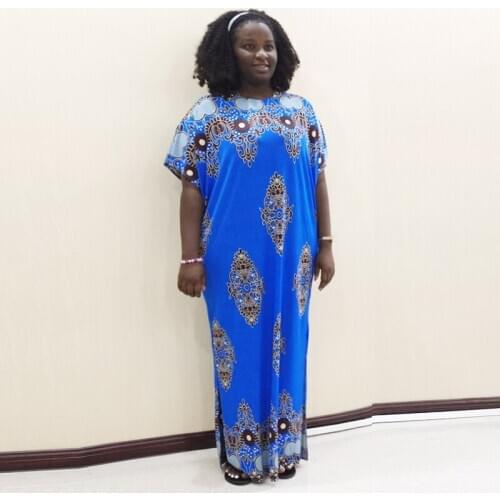 African Loose Womens Dress Short Sleeve Bohemian Fashion Print Straight Dress for Ladies Clothing