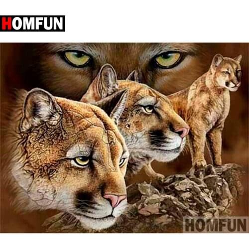 HOMFUN Full Square/Round Drill 5D DIY Diamond Painting "Animal tiger" Embroidery Cross Stitch 3D Home Decor Gift A11885