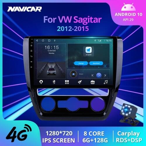2Din Android10.0 Car Radio For Volkswagen Sagitar 2012-2015 Stereo Receiver GPS Navigation Auto Radio Car Multimedia Player IGO