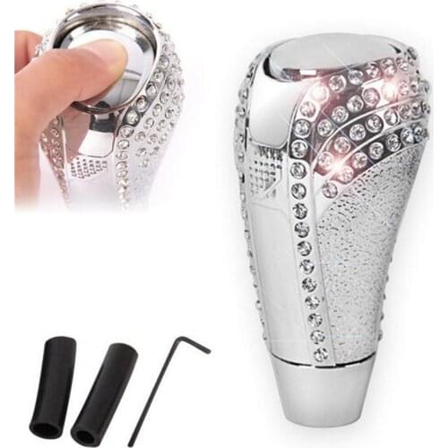 Universal Car Diamond Knob Bling Rhinestone Crystal Manual Automatic Gear Shift Knob Shifter Shift Cover