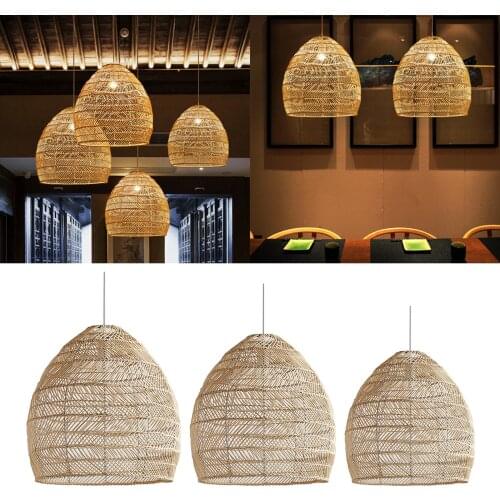 Bamboo Pendant Lamp, Japanese Style E27 Chandelier Hanging Light Ceiling Lighting Fixture for Restaurant Teahouse Dining Room