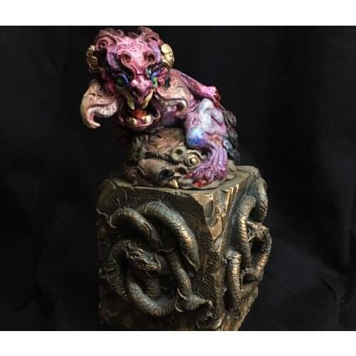 GK Handmade White Model Lion Jade Seal Resin Unpainted Kits Spot WSGK