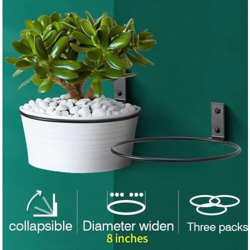 Plant Flower Pot Tray Ring Balcony Wall 8inch/18cm Pot Holder Metal Plant Stands Indoor Garden Cachepot Flowers For Living