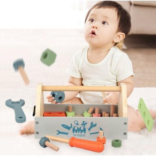 Early Education Kids Wooden Simulation Toy Simulation Repair Toolbox Screw Nut Disassembly Set Educational Toy Pretend Play Gift