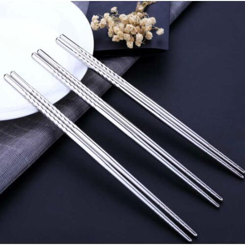 Home Supplies Tableware Japanese Stainless Steel Screw Chopsticks 10 Pair/lot