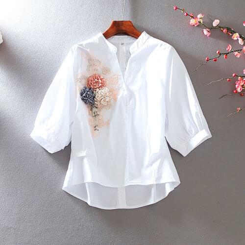 GLOSVDE Women's Shirts With Embroidery