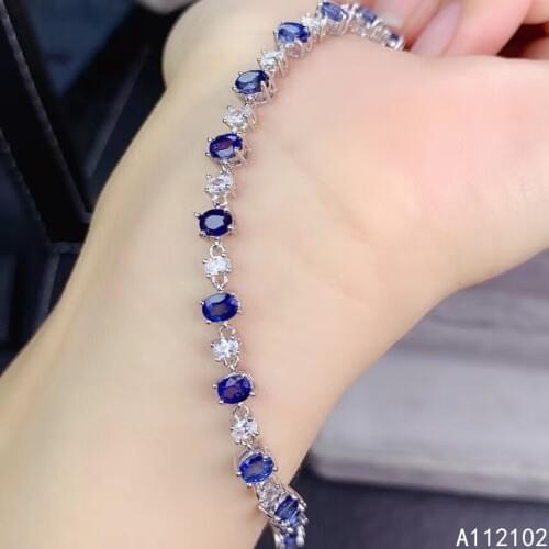 KJJEAXCMY fine jewelry 925 sterling silver inlaid natural sapphire Girls exquisite gorgeous Chinese Style Bracelet support test